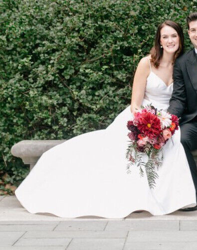 Louvienne Odette 2 Wedding Dress White Textured Satin Organza Modern Chic $2,950