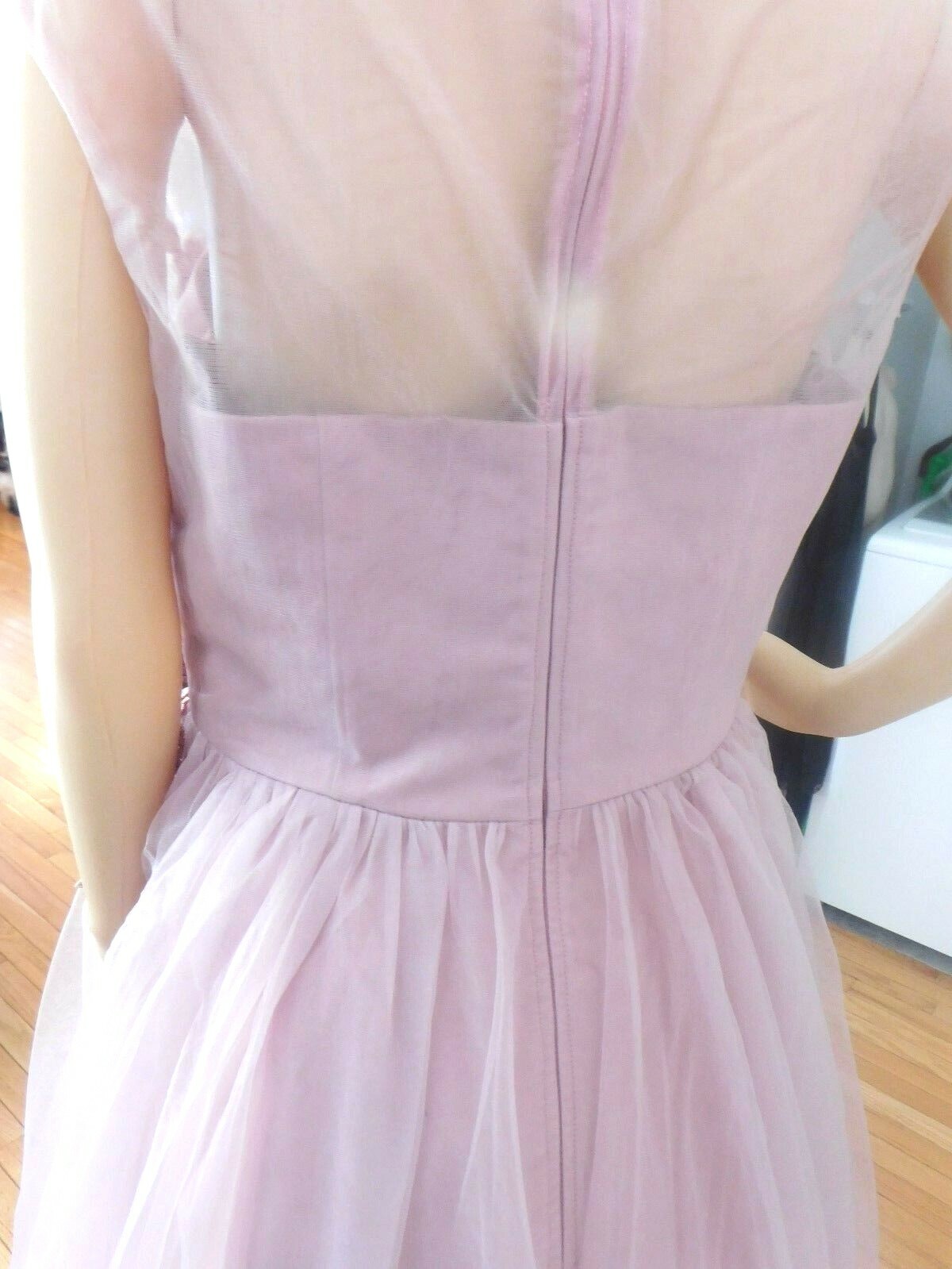 Vintage Floral Embroidered Mesh Sleeveless Polyester Cotton Wedding Dress XL