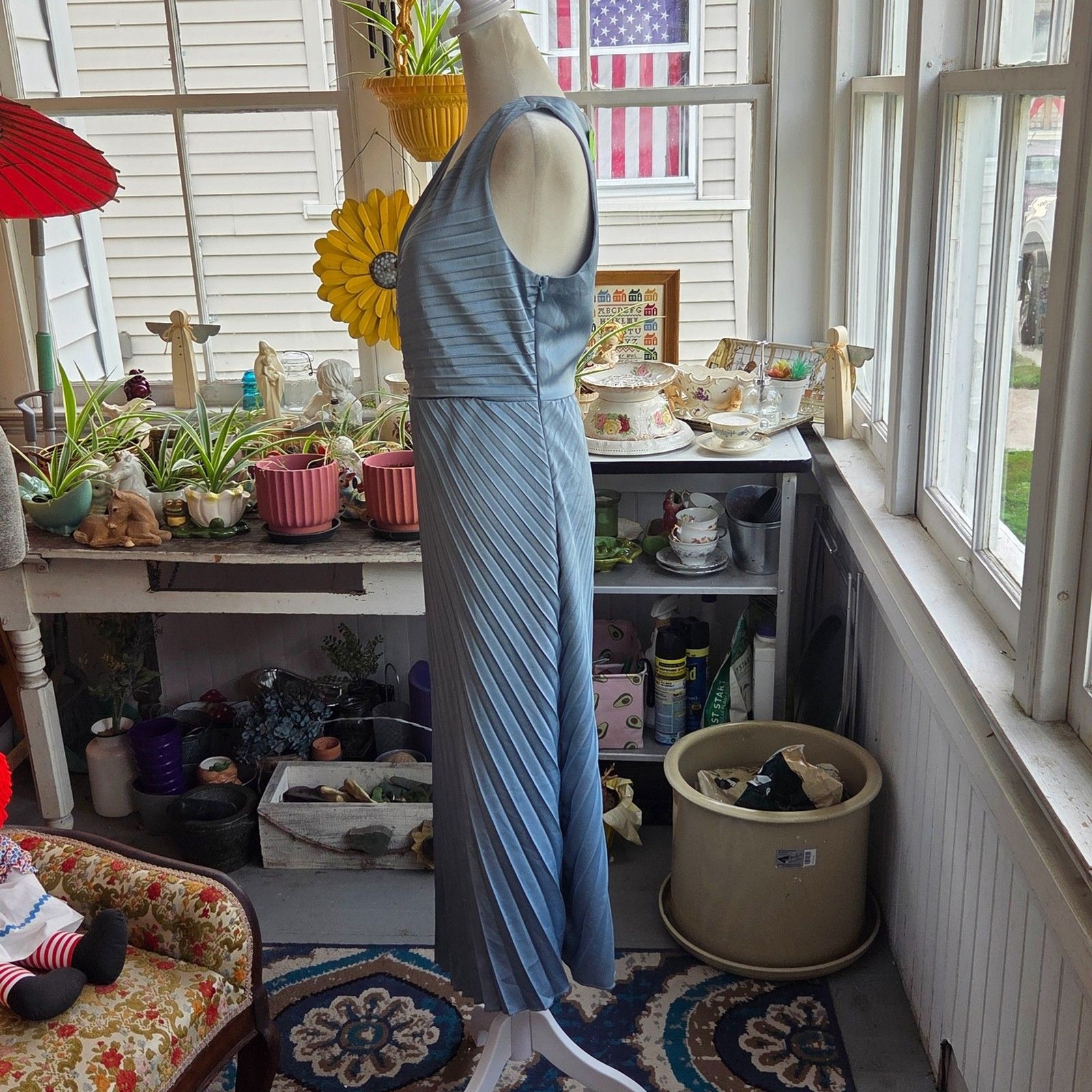 NWT Sam Edelman Pleated Midi Dress Size 4 Blue Faux Wrap Wedding Guest