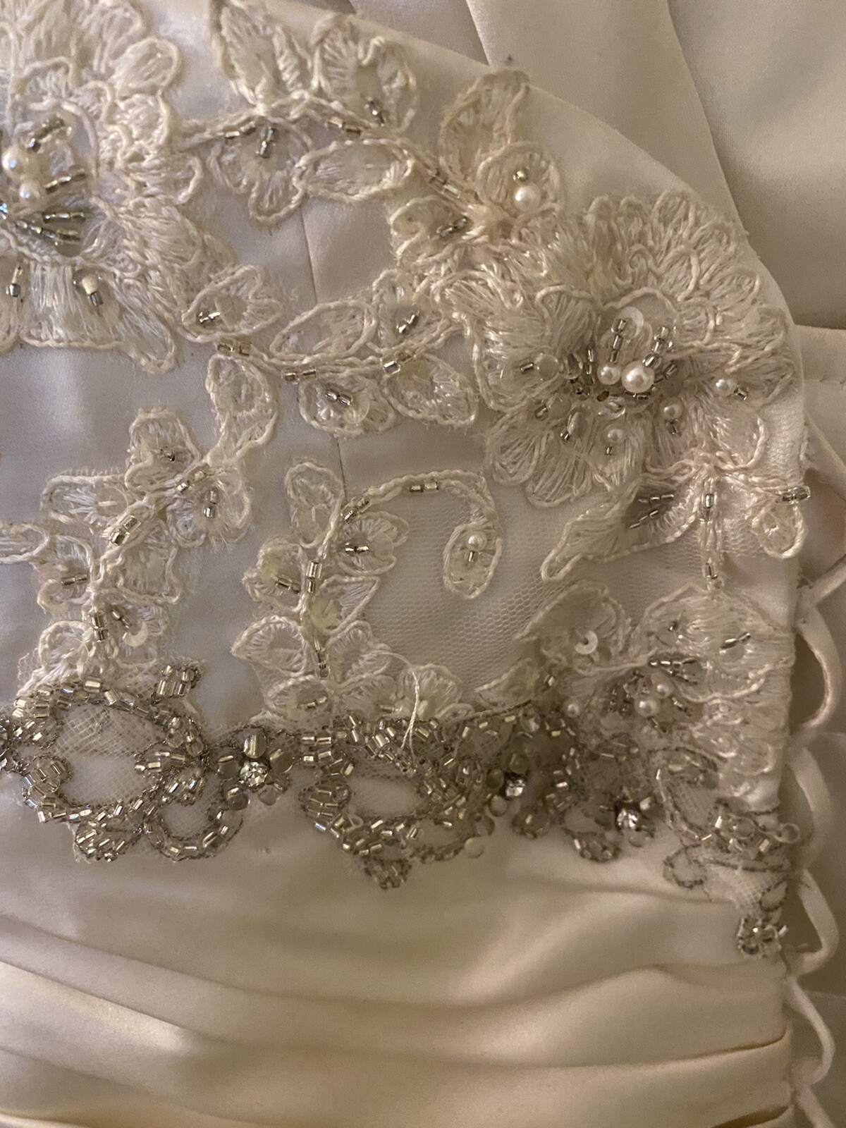  Maggie Sottero Couture, 10, ivory satin, crystal embellished wedding dress