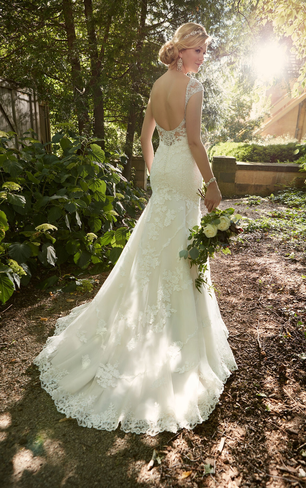 Essense of Australia D2002 Wedding Dress 12 Ivory Blush llusion Sparkle Sequins