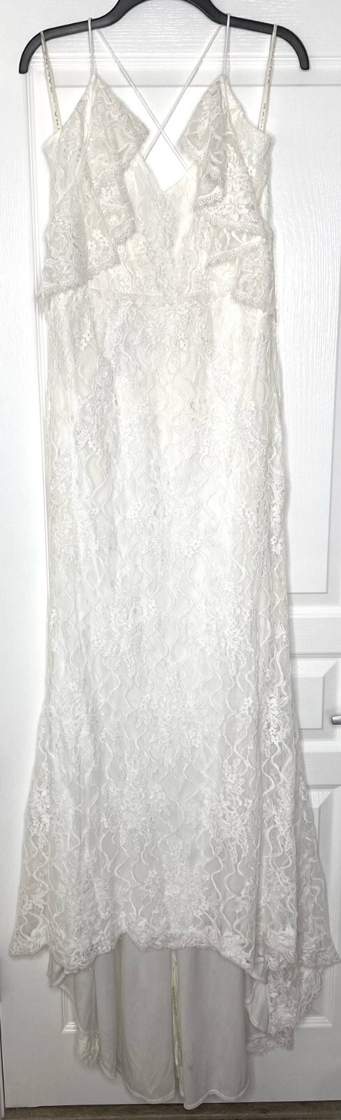 GALINA Off-White Lace V-Neck Cold Shoulder Bridal Wedding Dress Gown 14 US = XL
