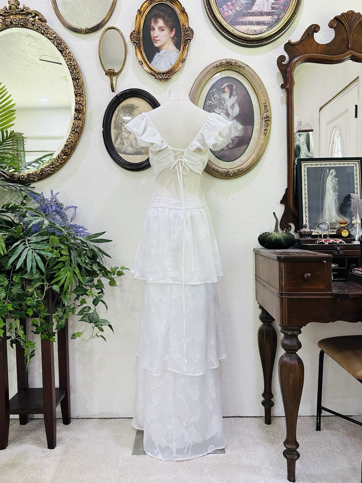 Romantic White Ruffle Dress | Cottagecore Bridal Dress | Beach Wedding