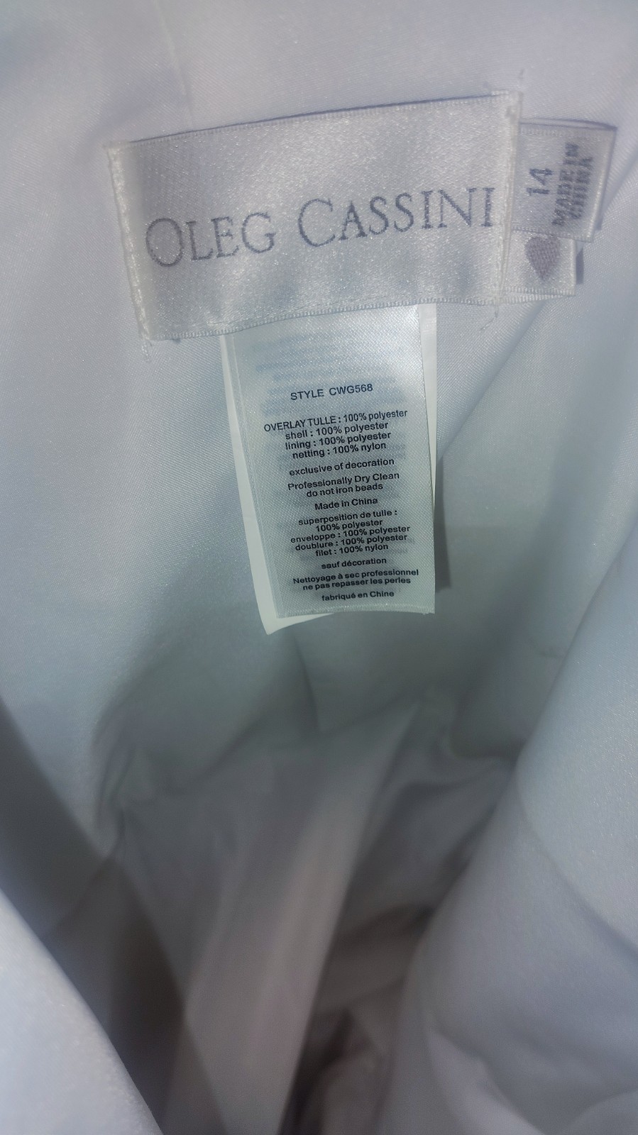 Oleg Cassini wedding dress size 14