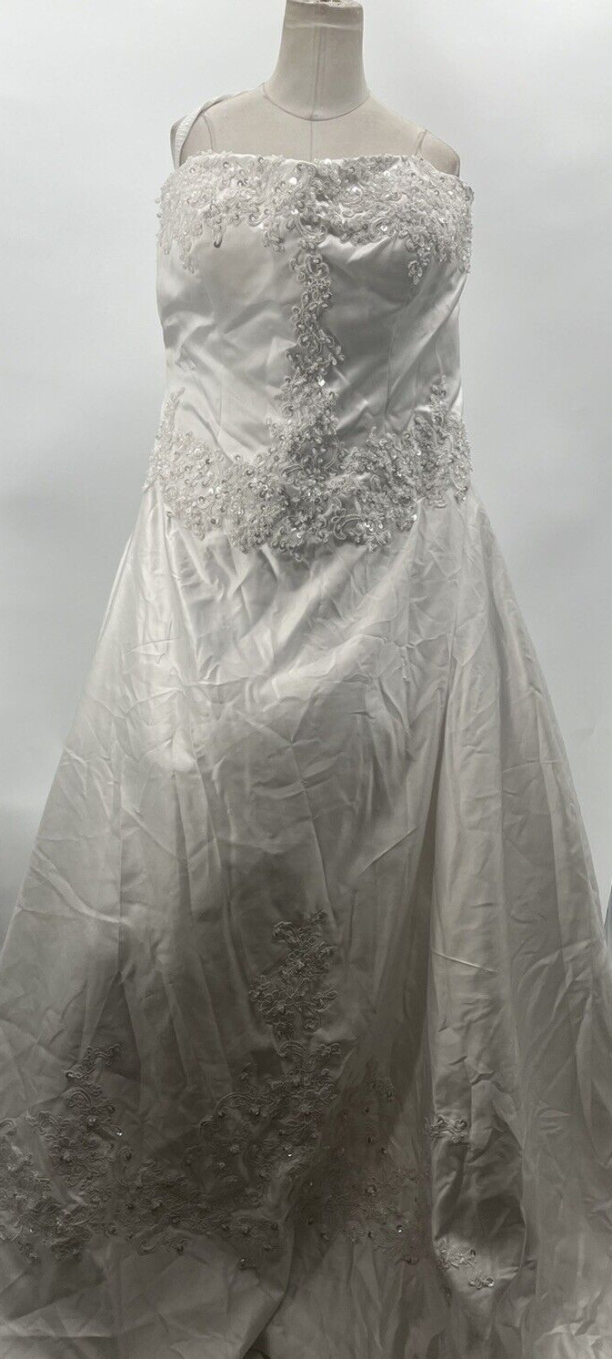 Women’s Beaded Sleeveless Corset Back White Wedding Bridal Dress Custom Size