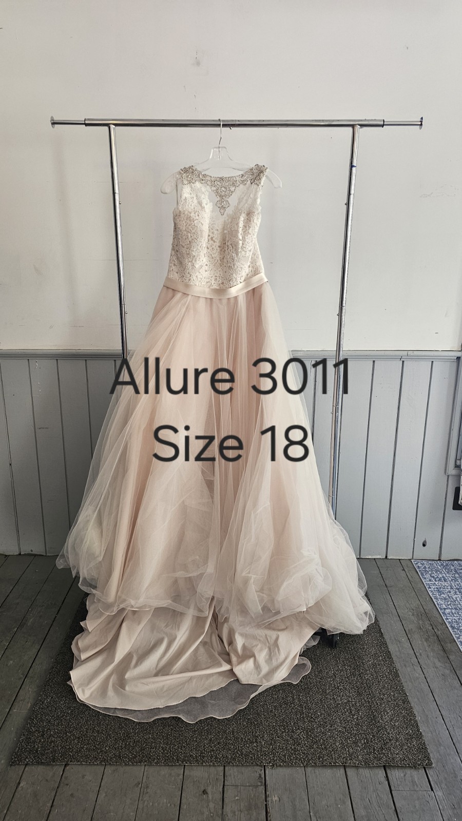 Allure Bridals 3011 Ball Gown Wedding Dress Illusion Neckline Lace White 18