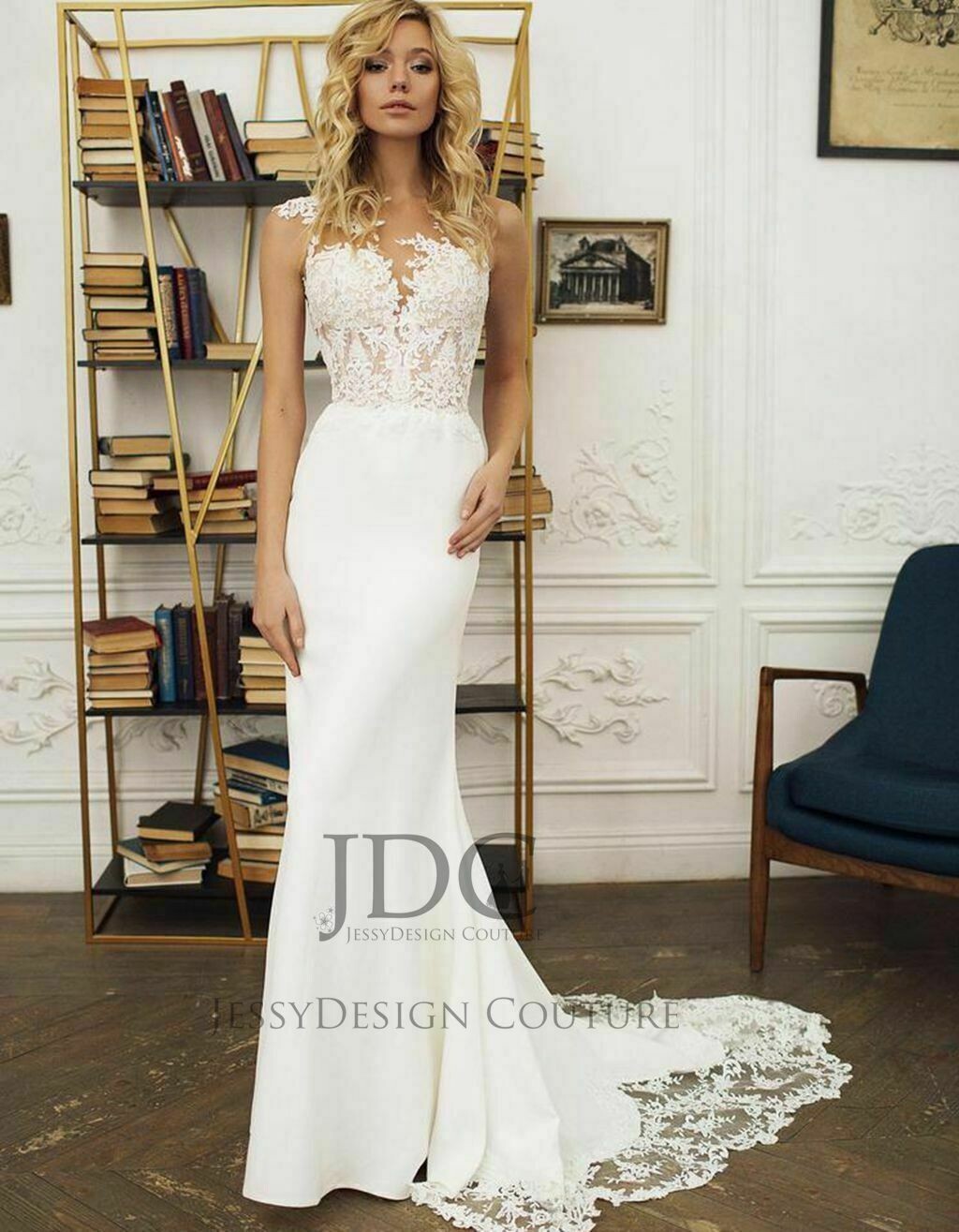 Summer Ivory Nude Wedding Dress Bridal Gown Custom made Tattoo Buttons New