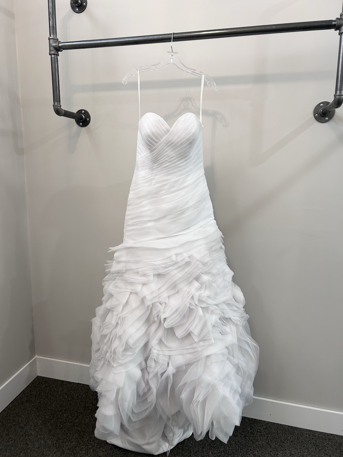 New sample! Allure White Strapless Mermaid Ruched Ruffle size 10