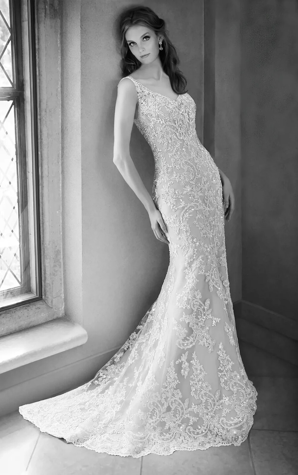Martina Liana 8 Wedding Dress 673 Ivory Silver Beading Lace Fit N Flare Satin