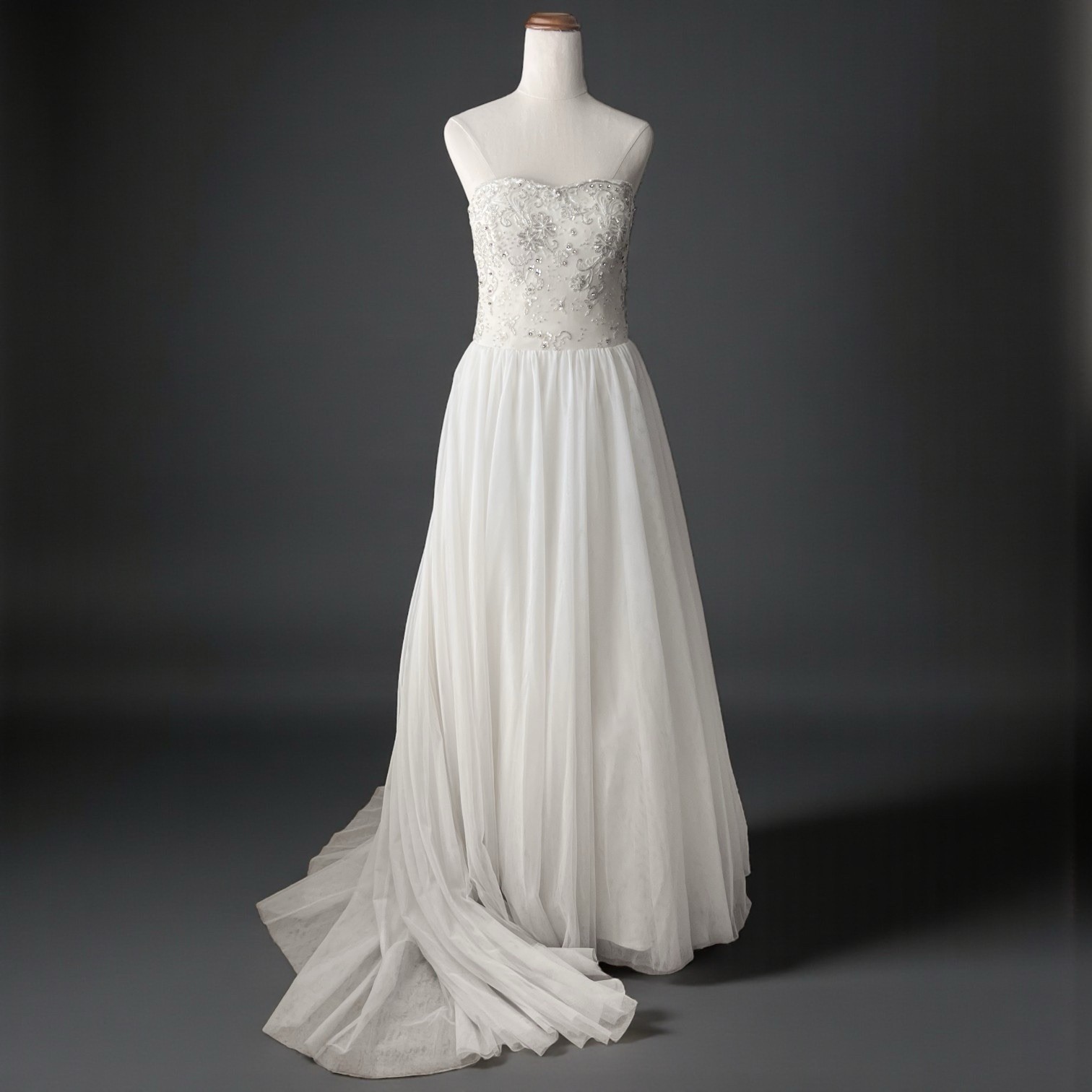 MARIANA HARDWICK wedding dress – with train – tulle / silk / beads – size 12