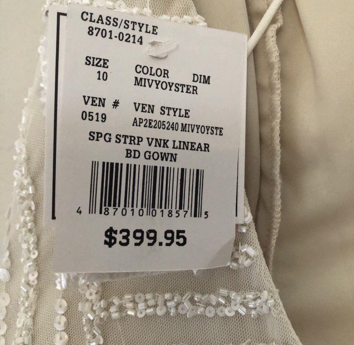 Beaded Wedding Dress • Oyster • Size 10