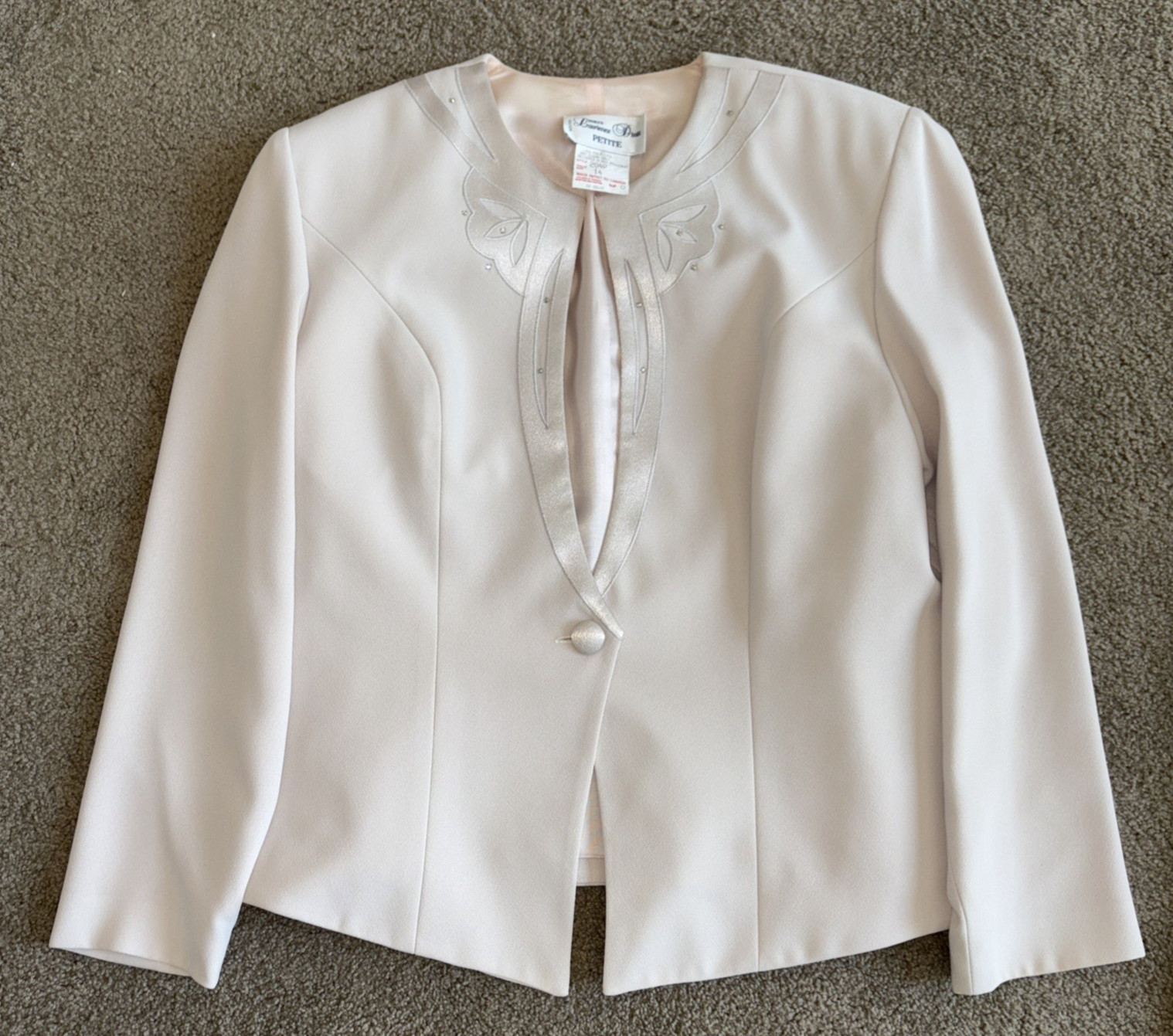 Robes Lawrence Montreal Formal Dress w/Blazer Beige Wedding Bride NYE size 14P