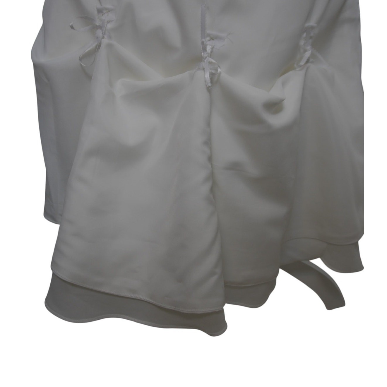 Ivory Wedding Dress Size 16 Low Back Ruffle Train Bustle Bridal Gown Lined EUC