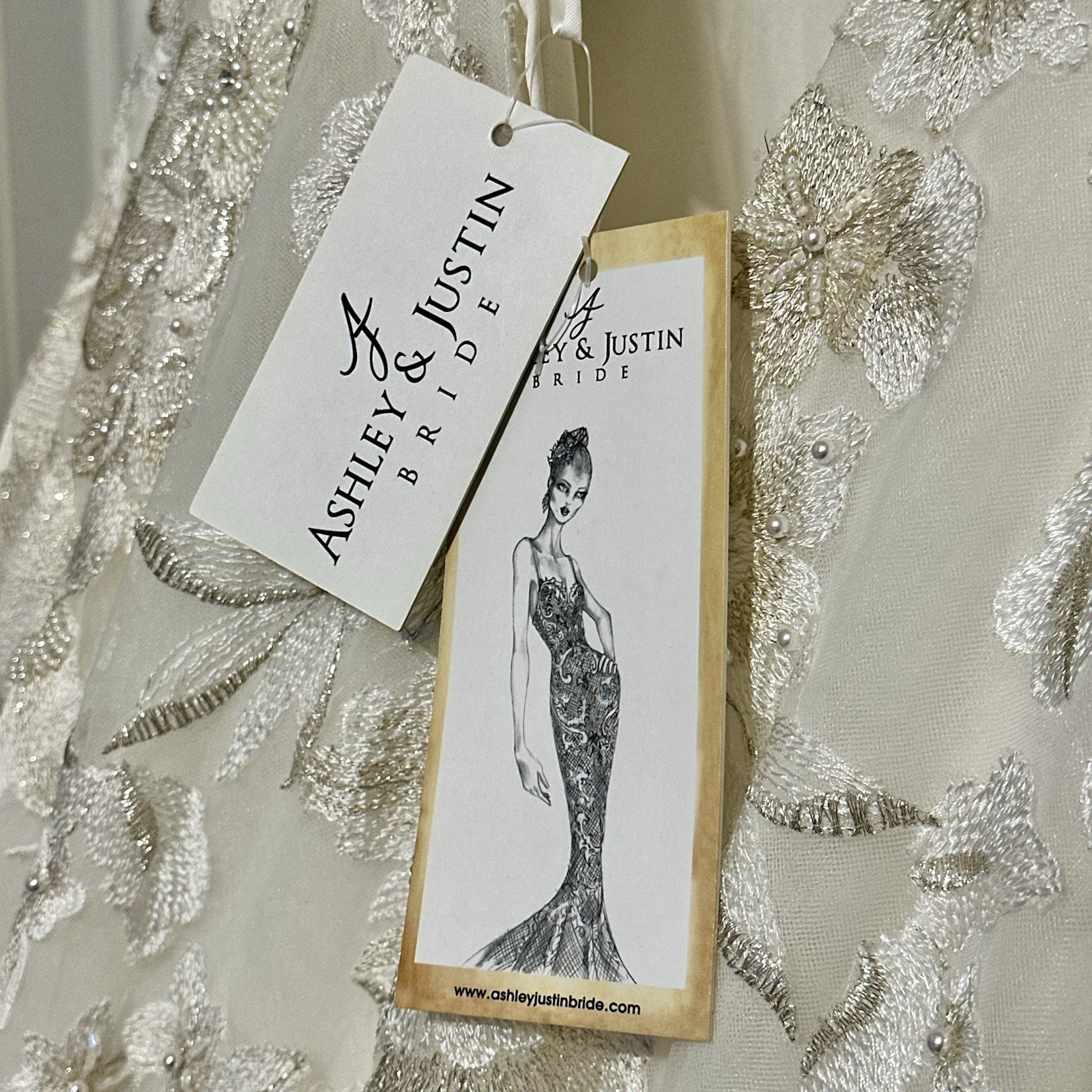 New Justin & Ashley Bride Floral Beaded Wedding Dress