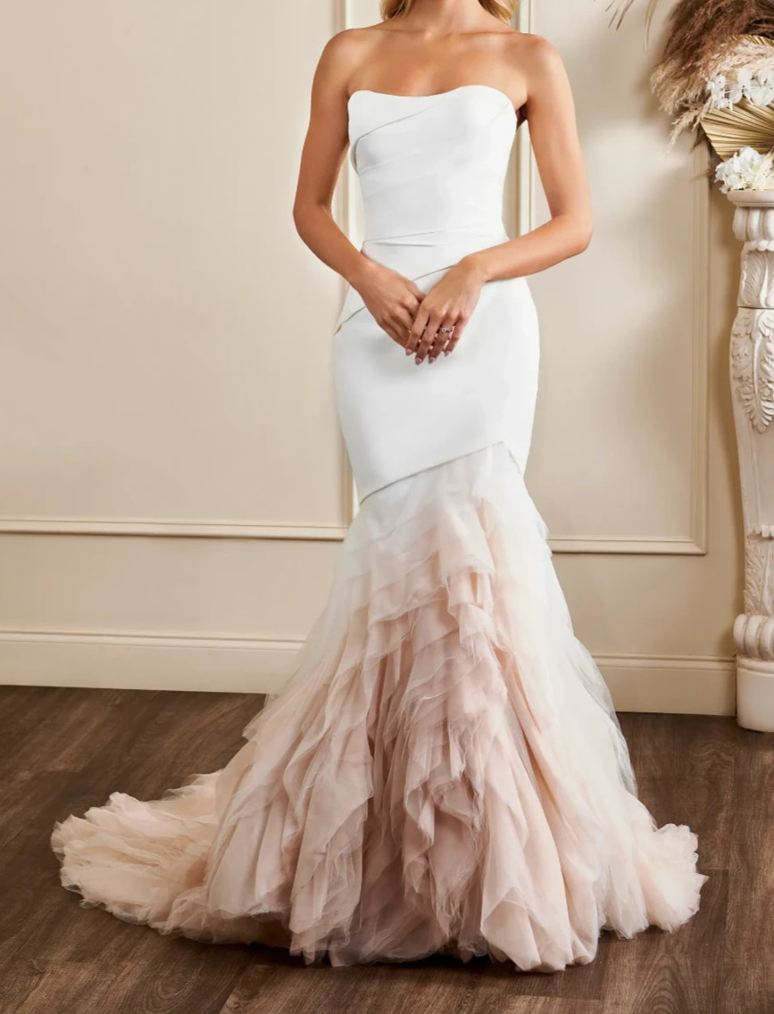 Kelly Faetanini Sutton Wedding Dress 12 Fit & Flare All White Crepe Tulle $5,000