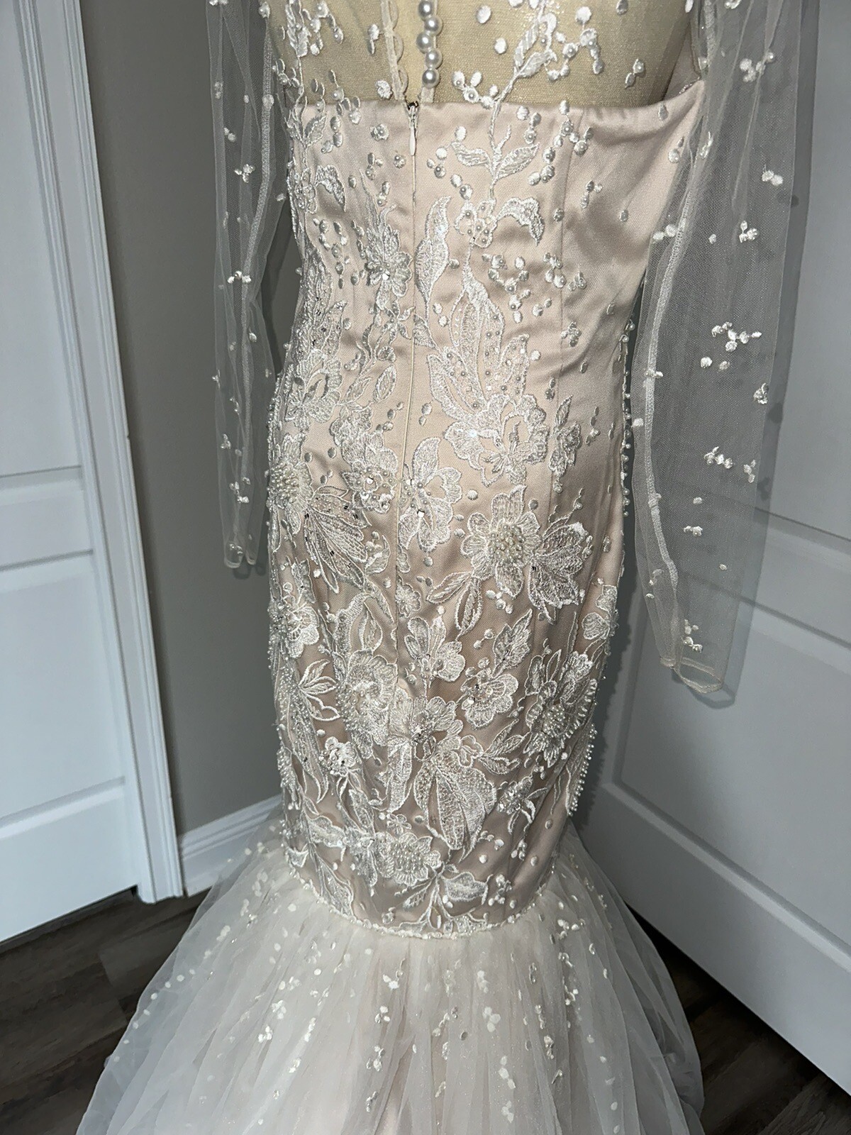 Custom Designed Handmade Ivory Mermaid Style Wedding Gown
