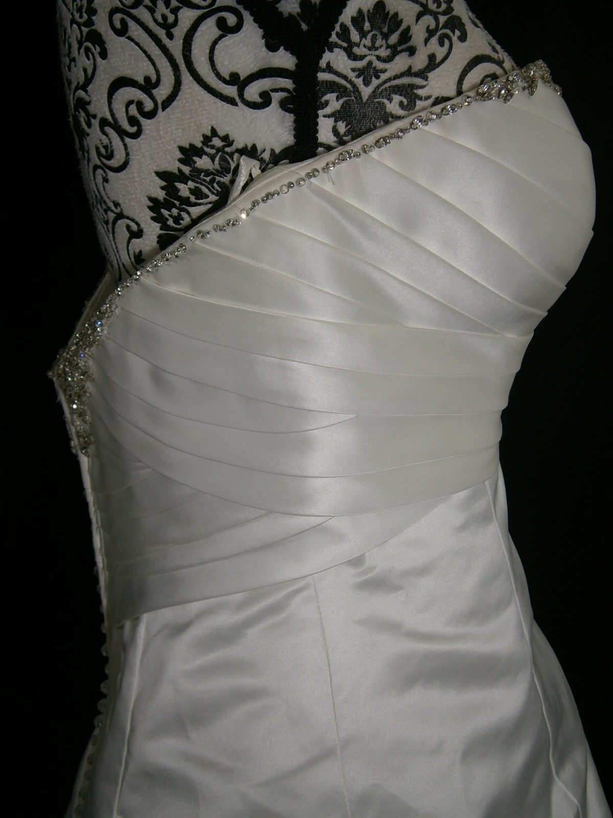 Casablanca Wedding Dress Ball Gown 12 Off-White Draped Ruffles Bling Ruched