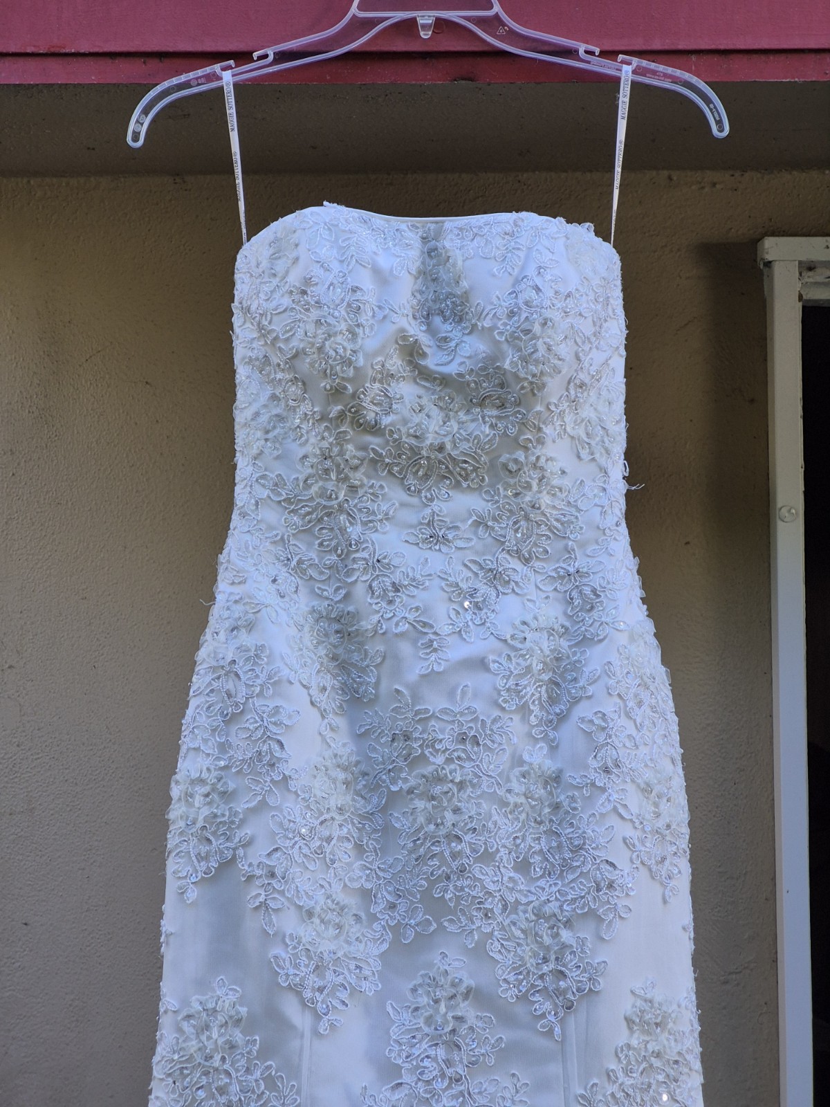 Maggie Sottero Ivory Sequince Embroidered Strapless Taffeta Wedding Dress 8