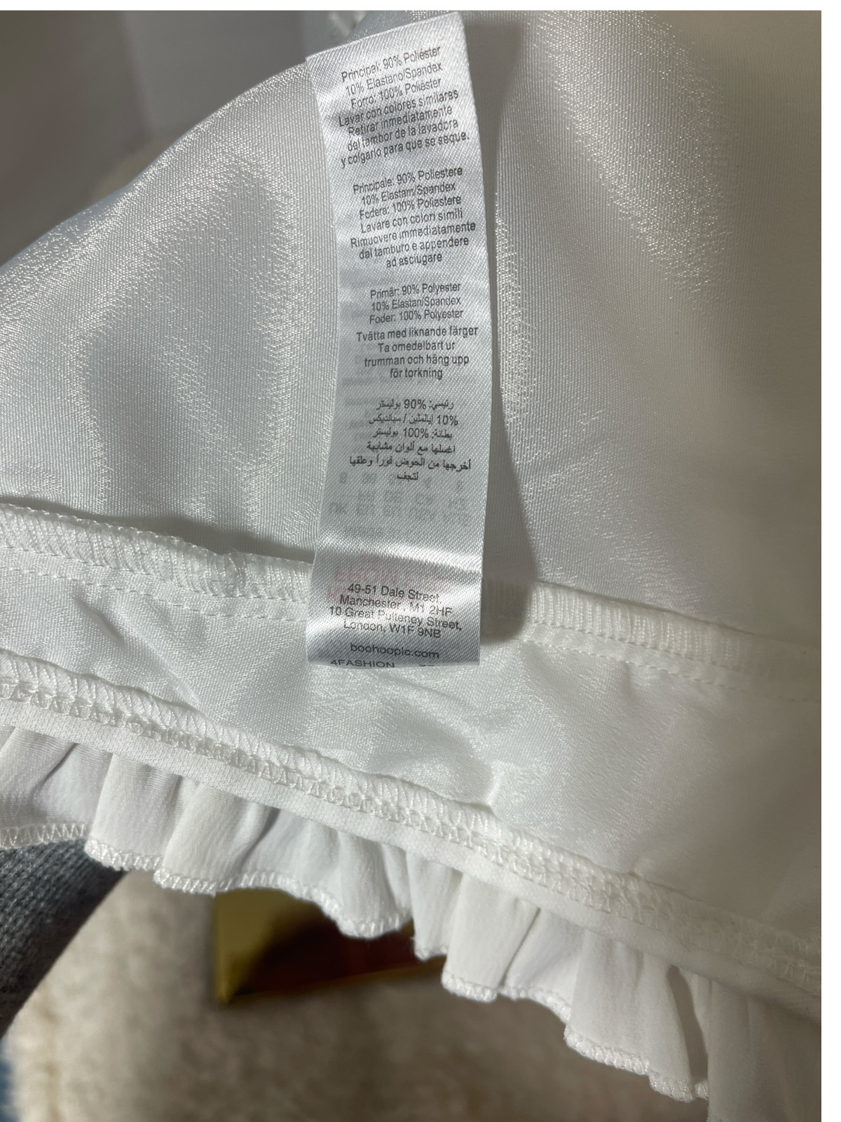 PrettyLittleThing White Ruffle Trim Midi Dress NWT Size 4 Romantic Slit Bodycon