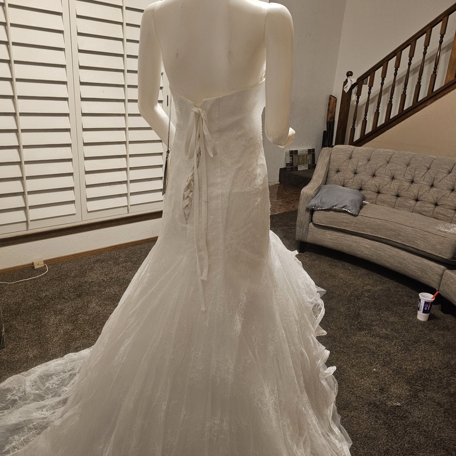 Organza Wedding Dresses Beaded Strapless Ruffles Sweep Train A Line Bridal Gowns