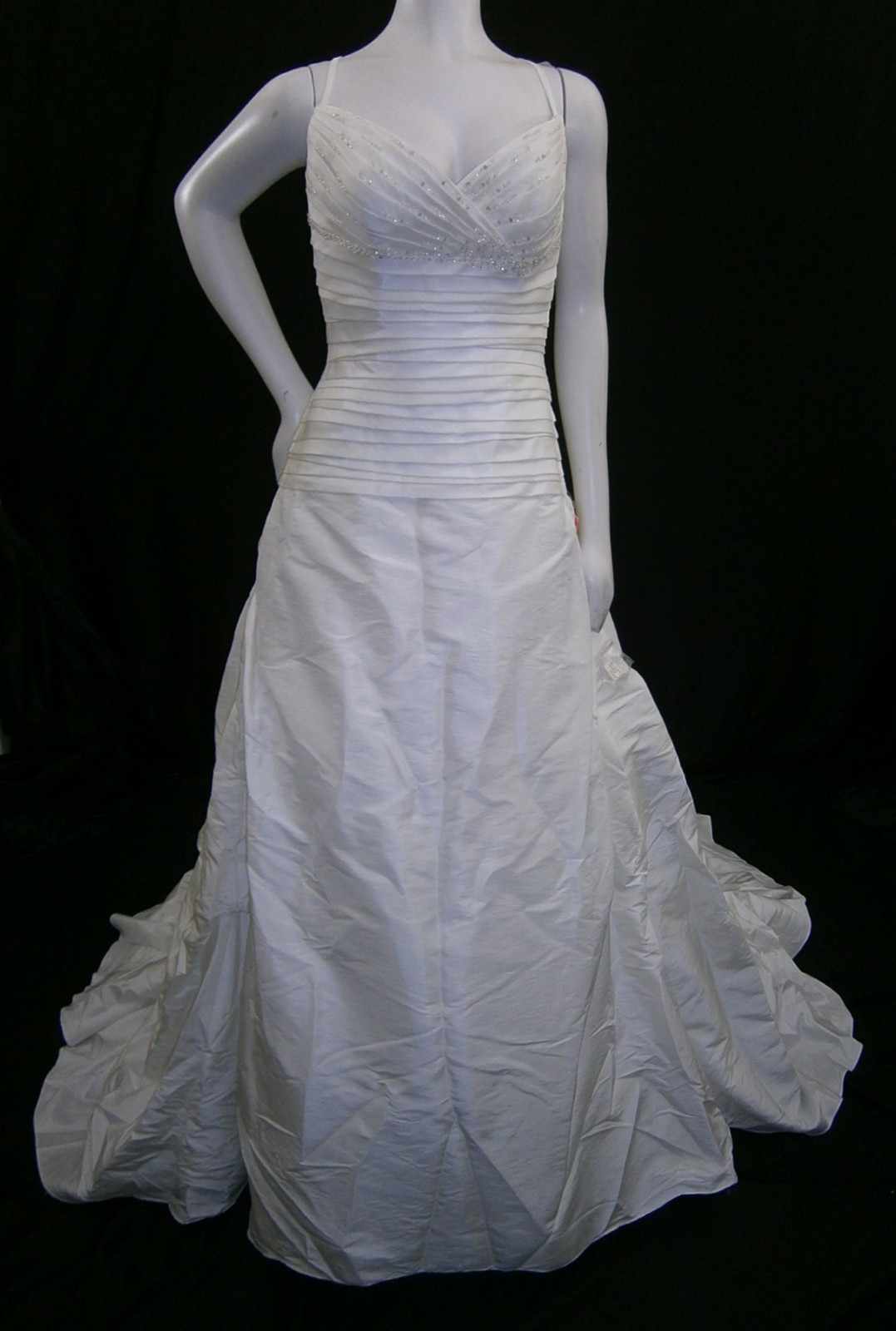 Casablanca Wedding Dress Ball Gown 10-14 White Satin Straps Beaded Elegant