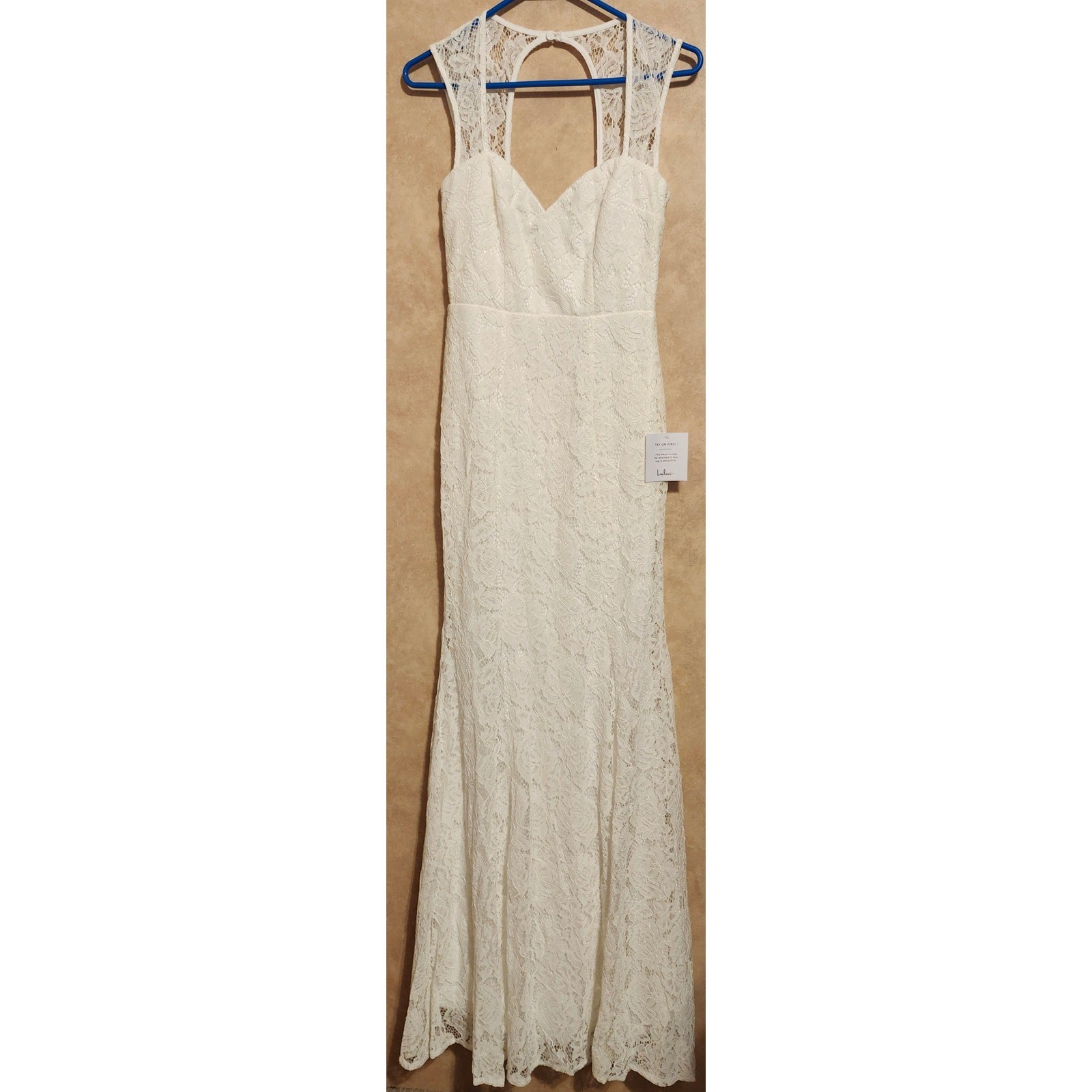 Lulus White Lace Maxi Dress Sweetheart Keyhole Back Mermaid Bridal Gown White