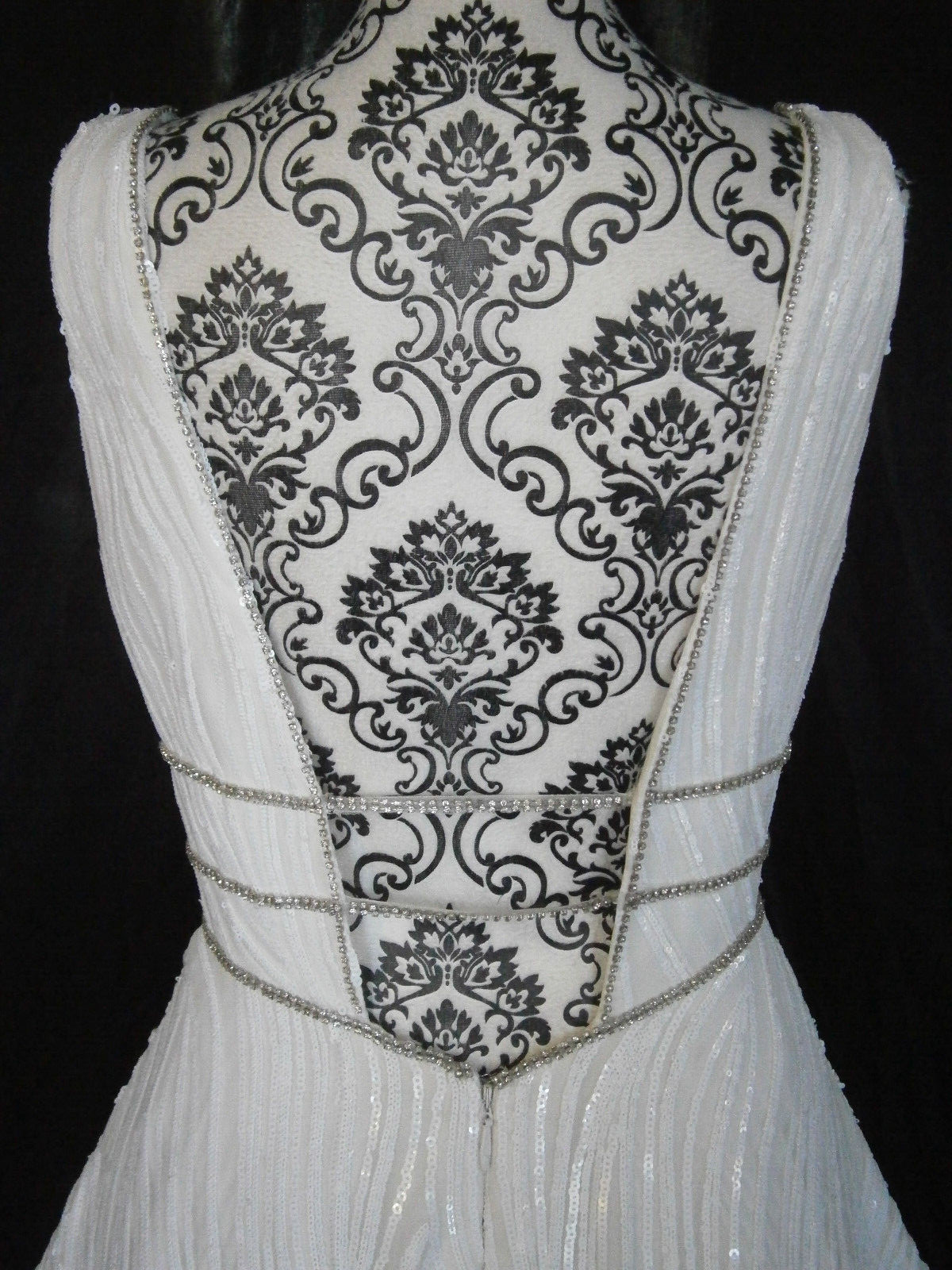 Ashley & Justin Wedding Dress 12 Ivory A-Line Tulle White Sequins Crystals WOW