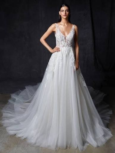 Enzoani Opus Wedding Dress – Ivory, Champagne, Nude – Size 12