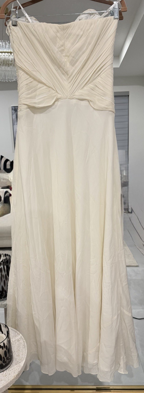 Nicole Miller Women’s Strapless Cream Chiffon Bridal Dress 100% Silk Size 8