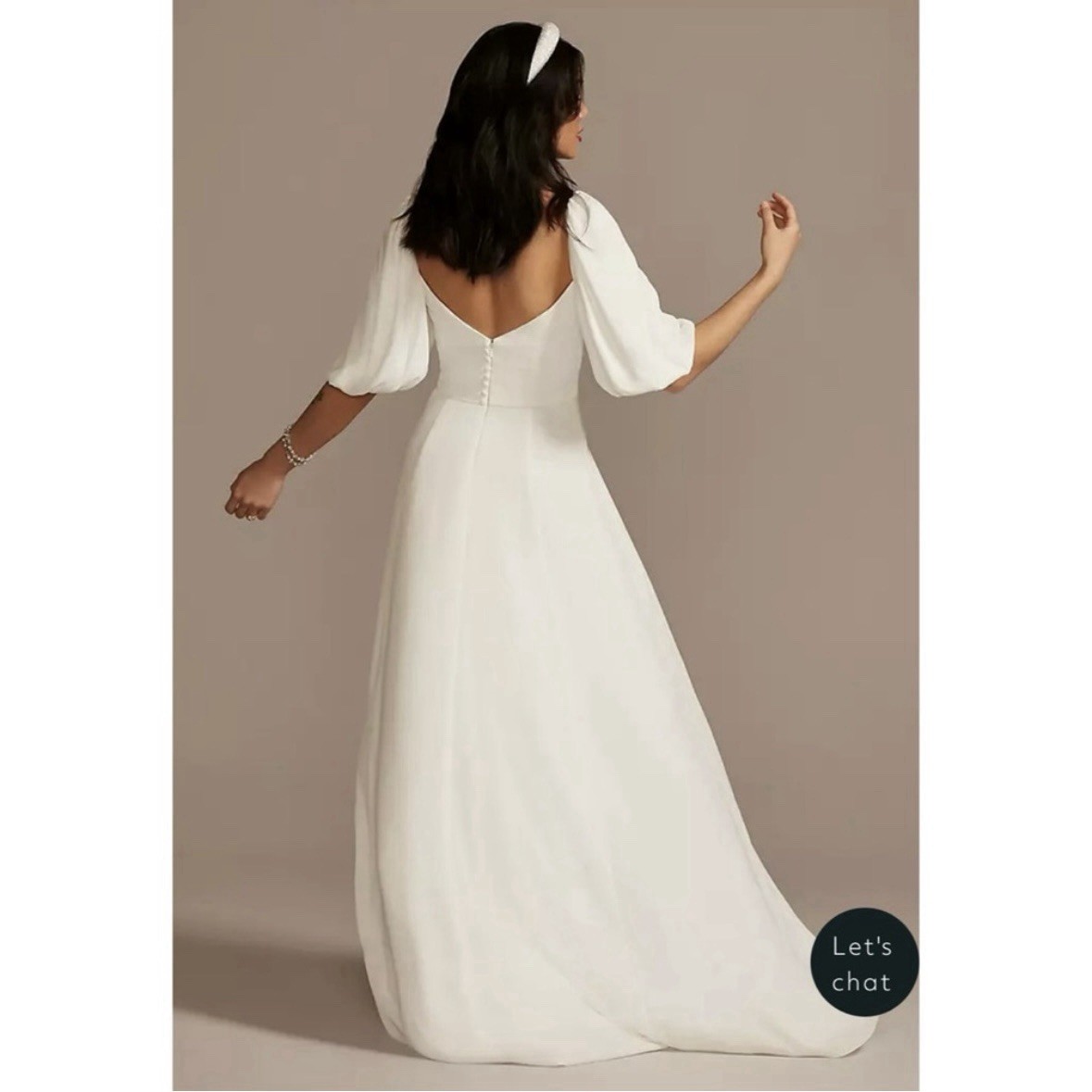 David’s Bridal Classic White V-Neck Short Sleeve A-Line Full-Length 12
