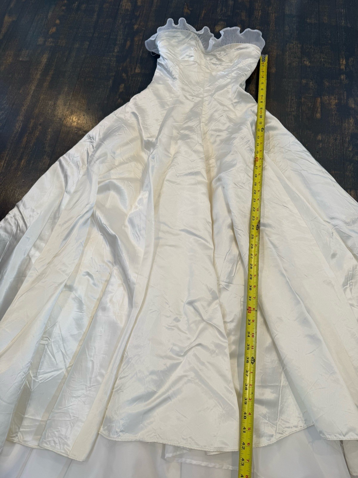 Beach Vintage White Satin Custom Made Strapless Bridal Dress Zipper Small