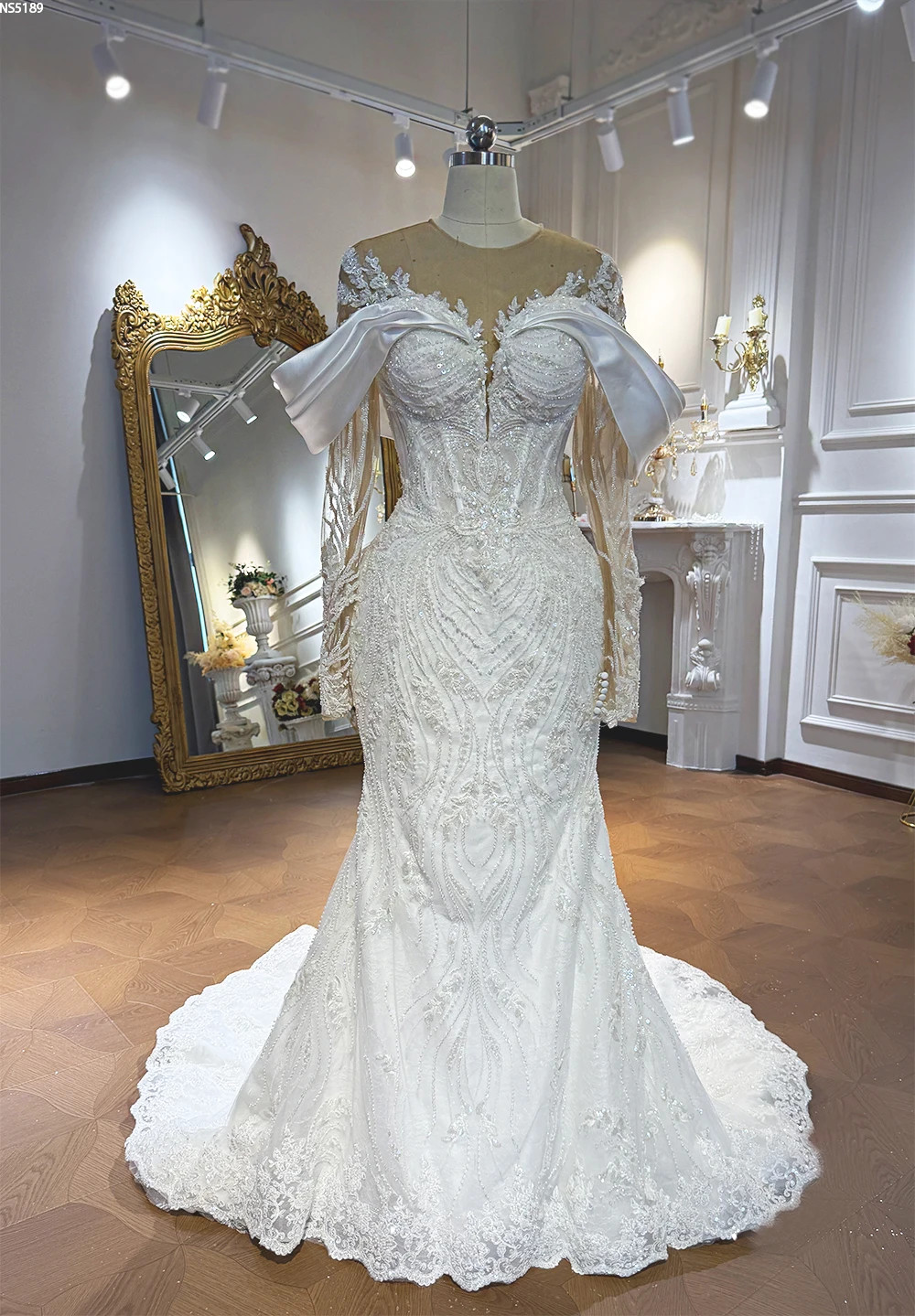 Customized NS5189 African Brides Mermaid With Train Wedding Dress