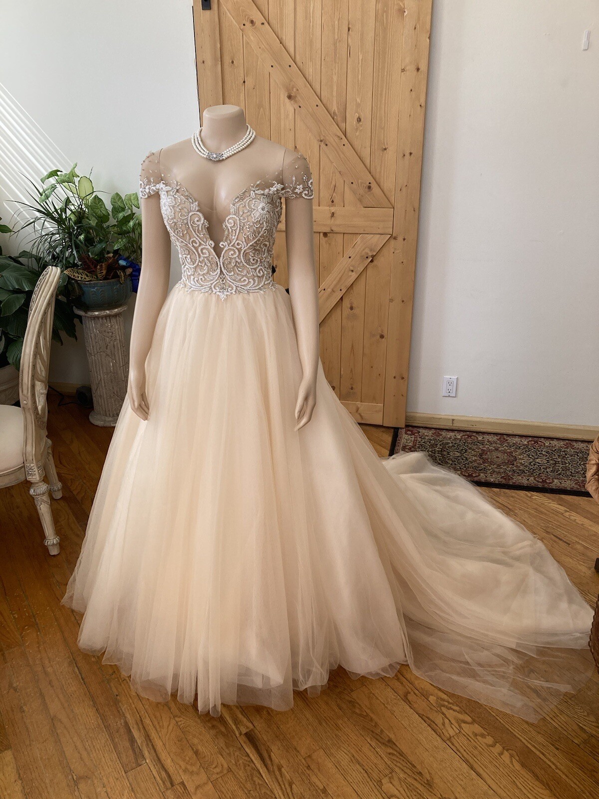 ASHLEY JUSTIN 10417 Bridal Gown Wedding Dress Size 10 NUDE 4702127
