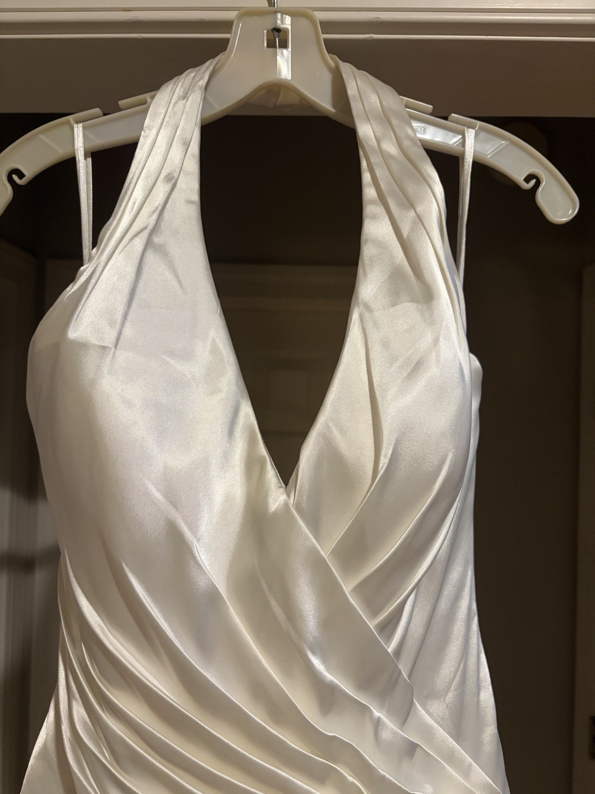 Galina Signature Halter Satin Wedding dress Bustle Train Ivory 10