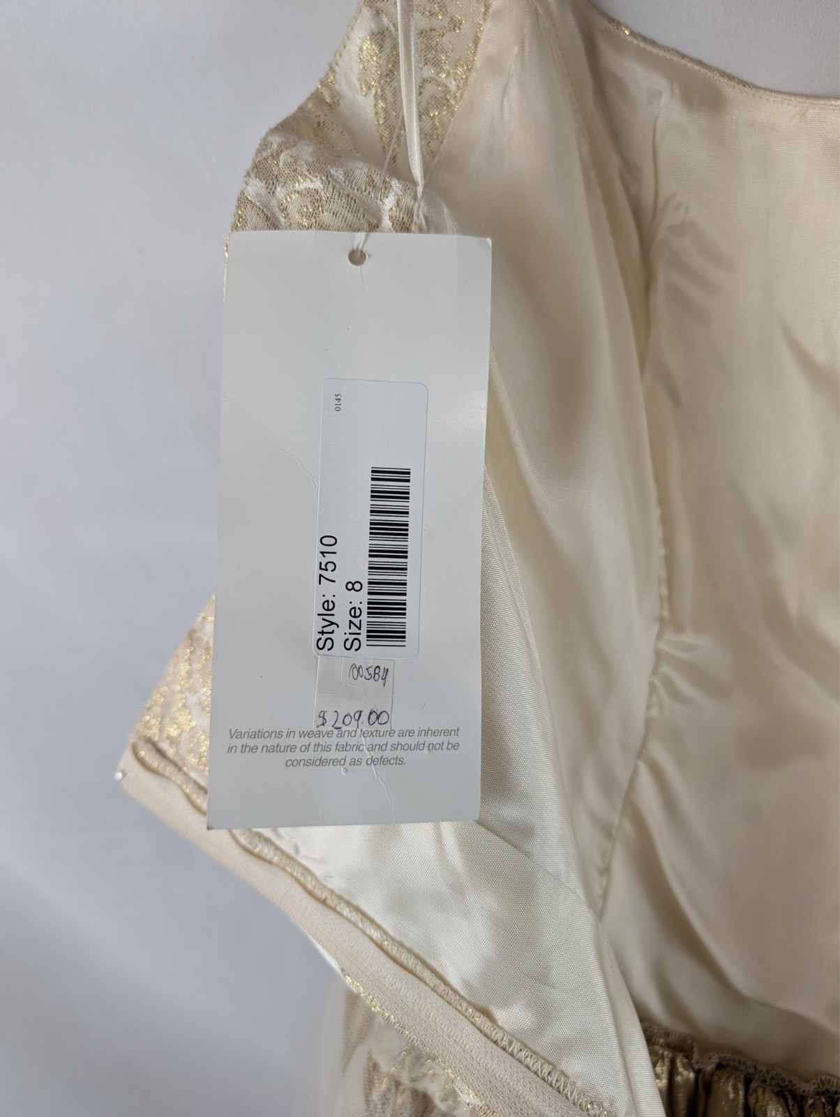Loralie Ivory Gold Jacquard Halter Wedding Gown 40s 50s Era Layered Tulle Size 8