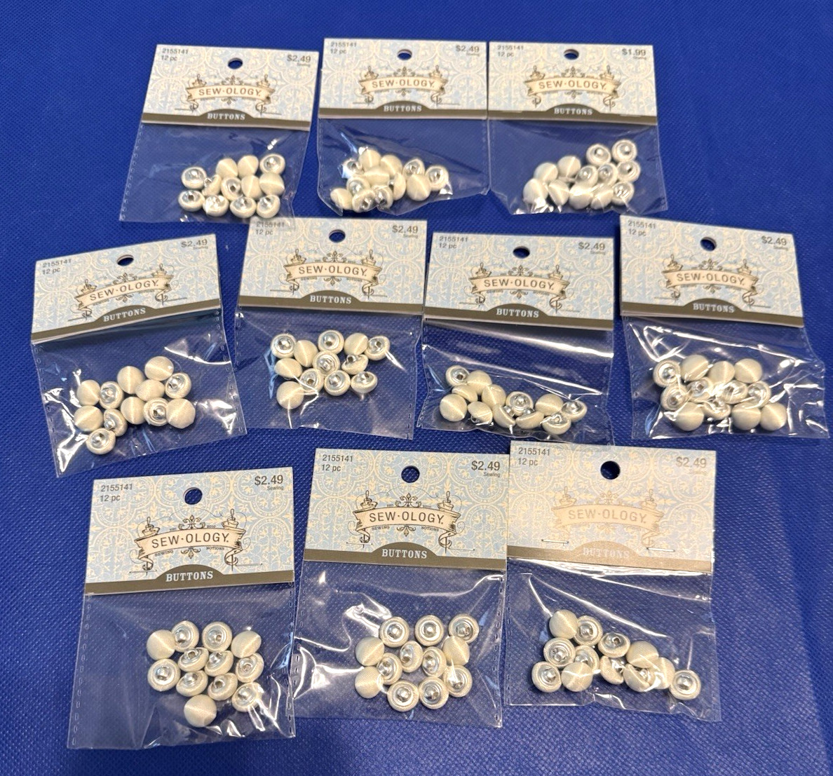 10 new pkgs of 12 Sewology Satin Covered Wedding Dress Buttons 120 buttons total
