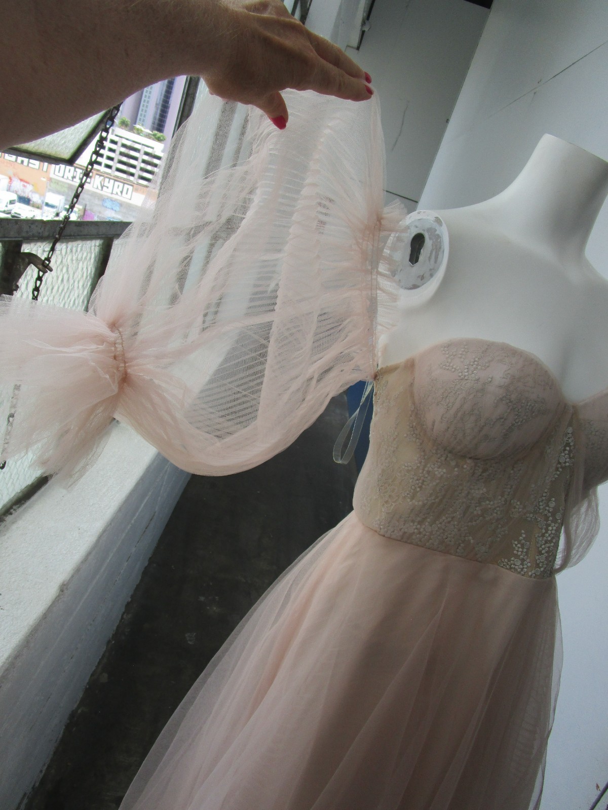 Angelina Androsova Bridal dress GOWN~Princess QUEEN~ TULL~ puff sleeve Couture S