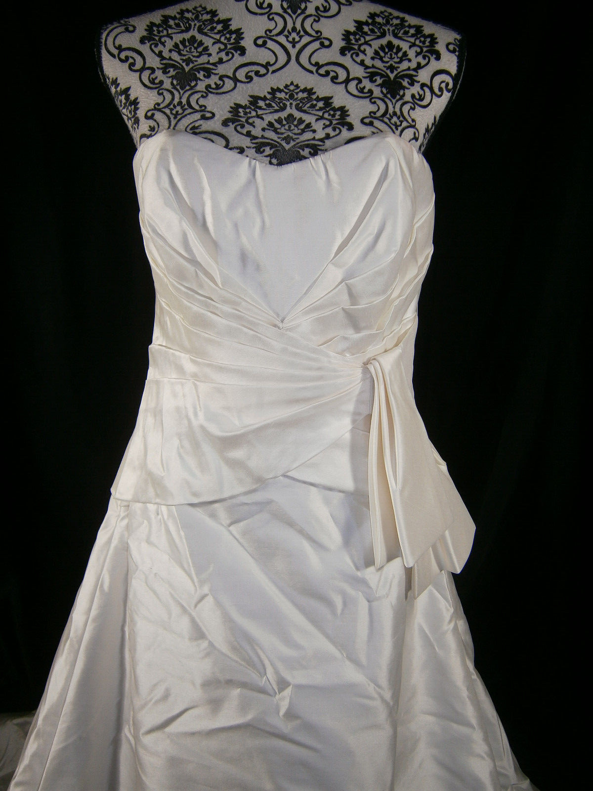 Watters Brides Wedding Dress 14 Silk Satin White Ivory Strapless Bow NWT $1,399