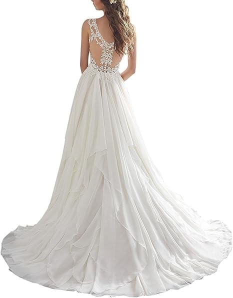 Unbranded White Chiffon gown sweetheart neckline Wedding dress size L 13 14