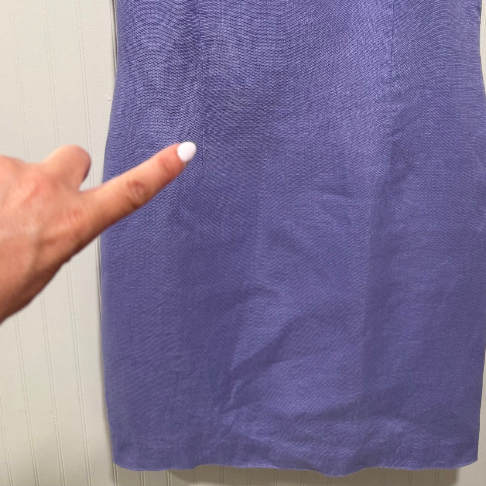 Talbots Irish Linen Sheath Dress Orchid Purple Sleeveless 8P Resort Wedding FLAW