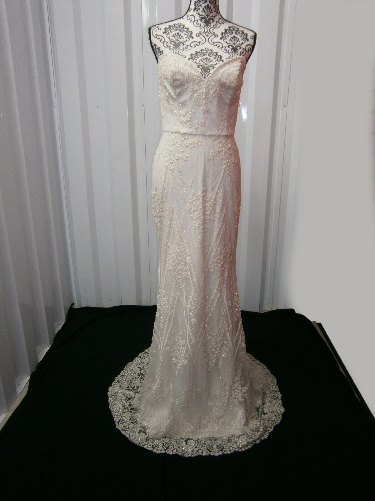 Tara Keely Hayden 2659 Wedding Dress Gown 8-12 Off-White Tulle Sparkle Open Back