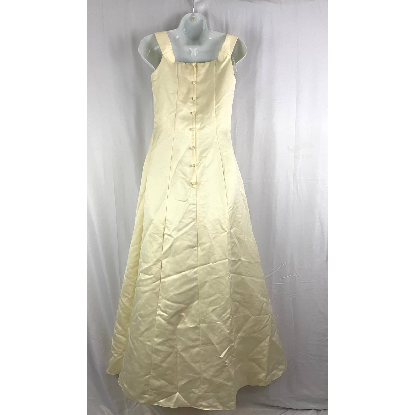 Jessica McClintock Off Shoulder Champagne Satin Wedding Gown Dress Sz 10 Beaded