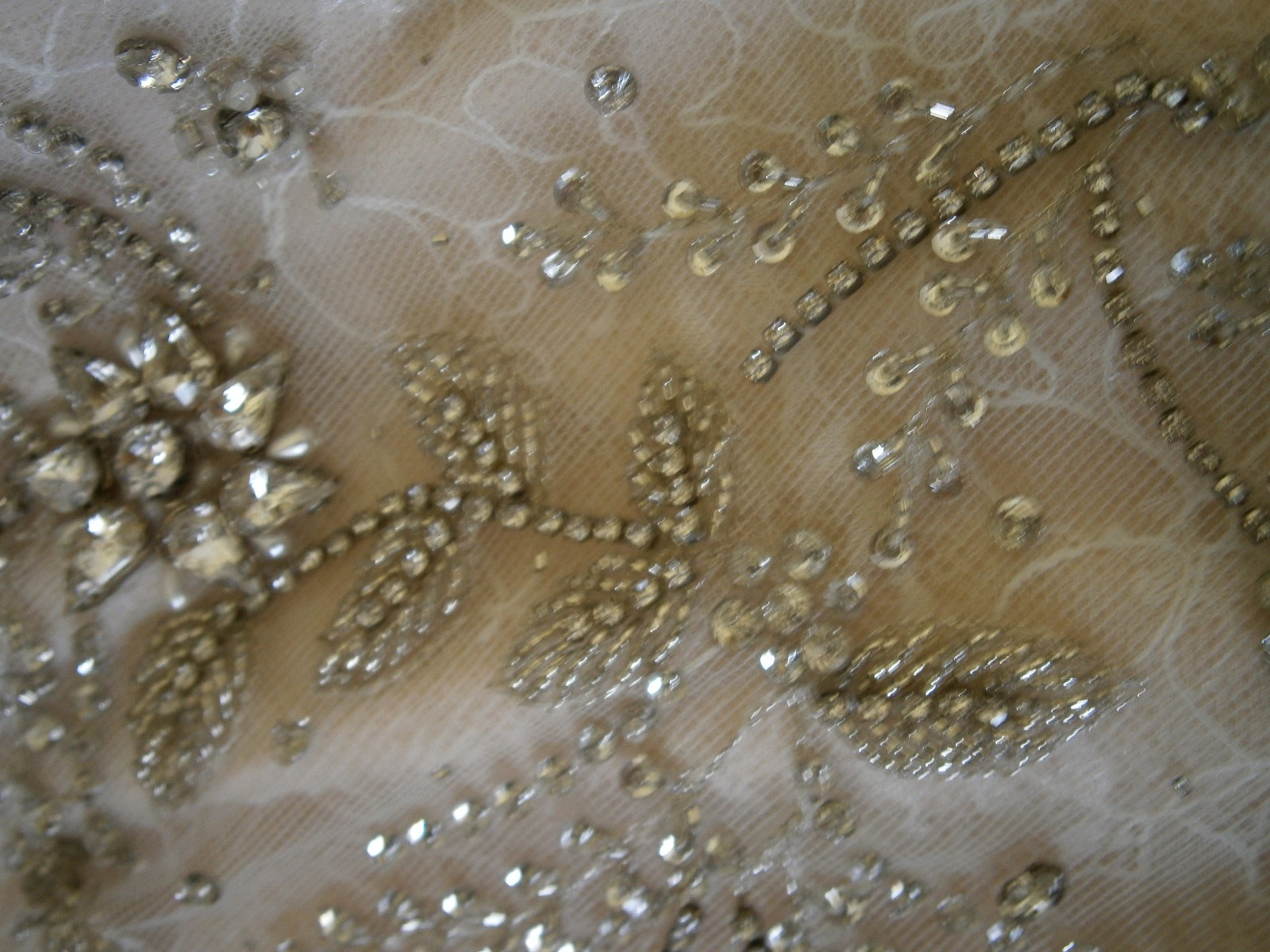 Cristiano Lucci Wedding Dress 12-14 Ivory/Nude Tulle Layers Crystal Straps Bling