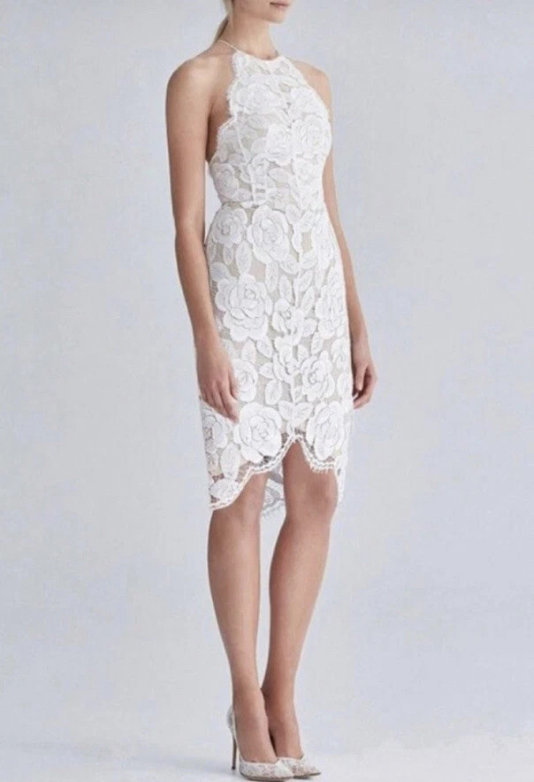 BNWT LOVER THE LABEL ‘Rosebud’ Lace Halter Dress – White – Size 10 – $750