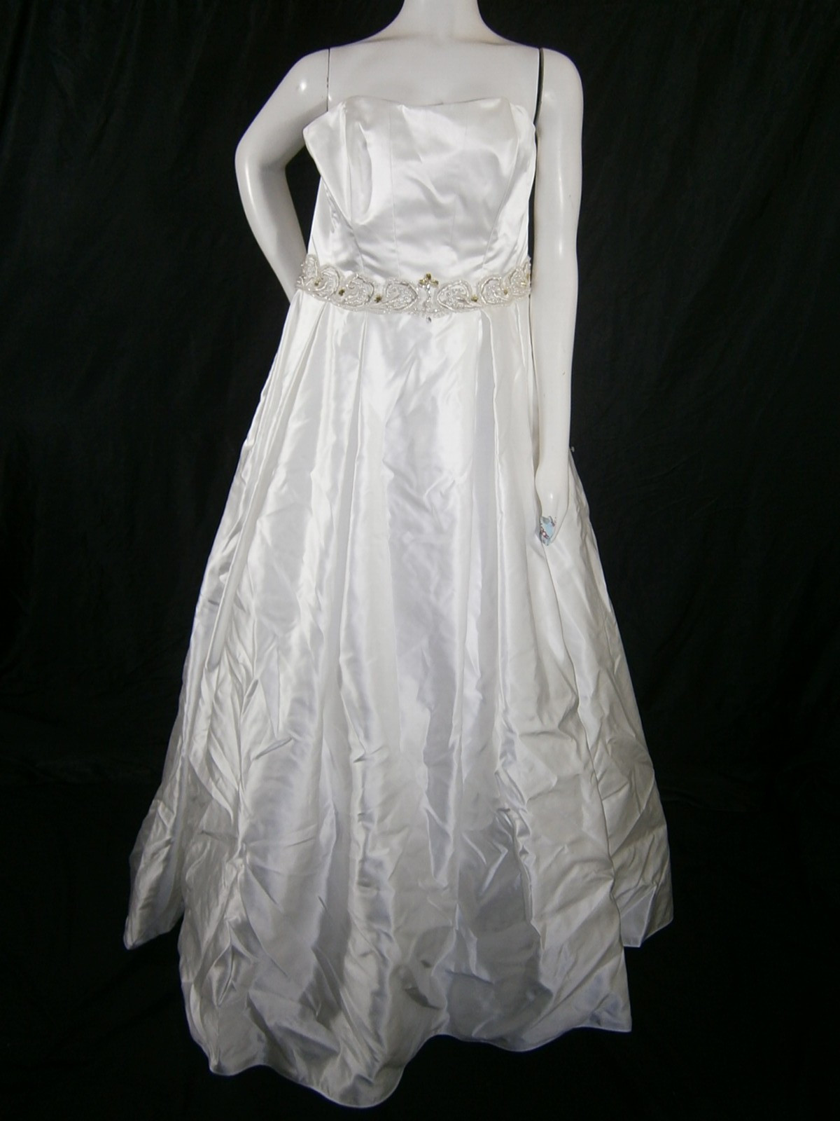 Casablanca Wedding Dress Ball Gown 12 Ivory Satin Beaded Belt Corset Elegant