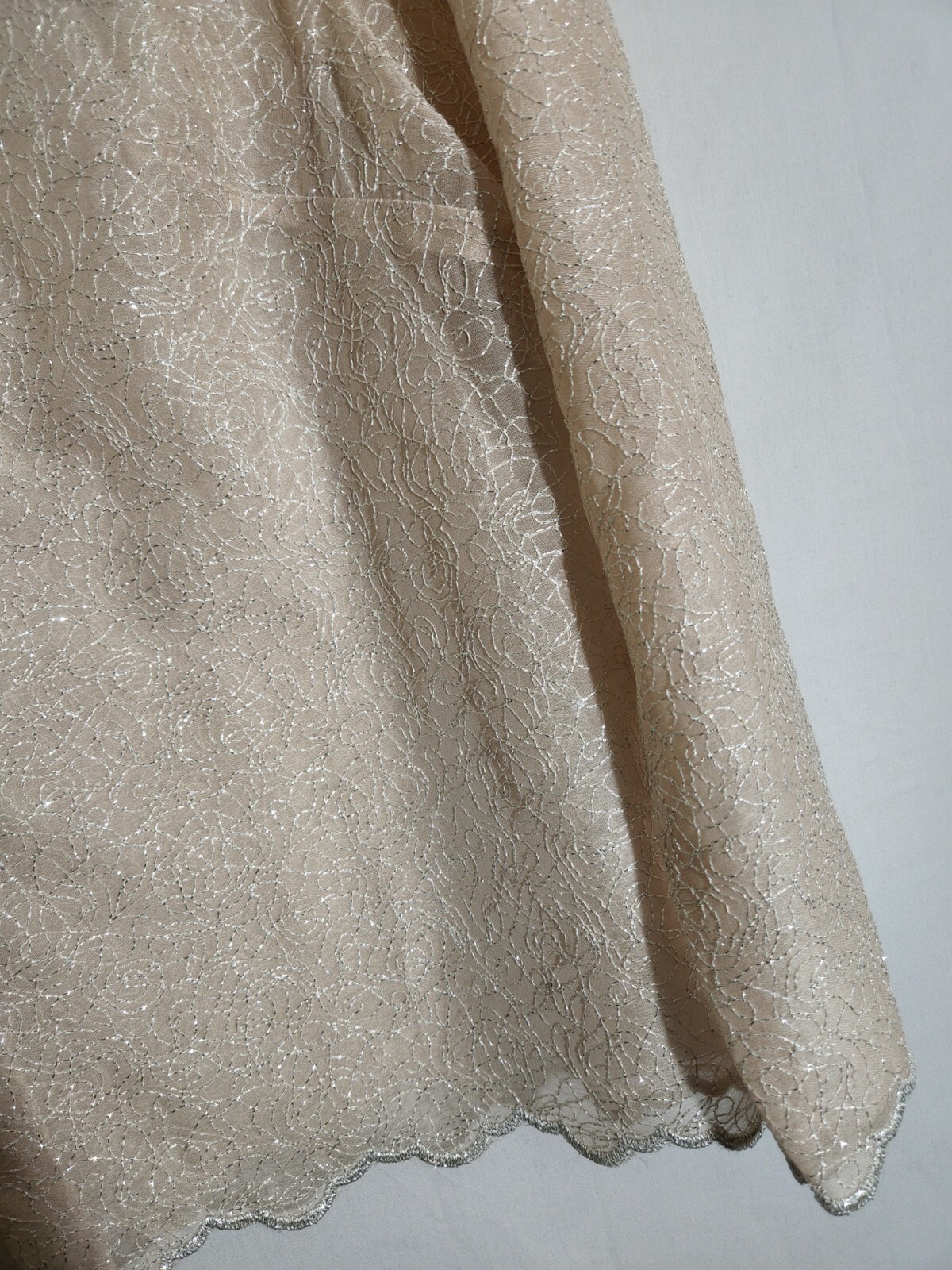 Top Bridal Taylored by Chau Dress Top Shirt Sheer Button Beige Wedding Formal 14