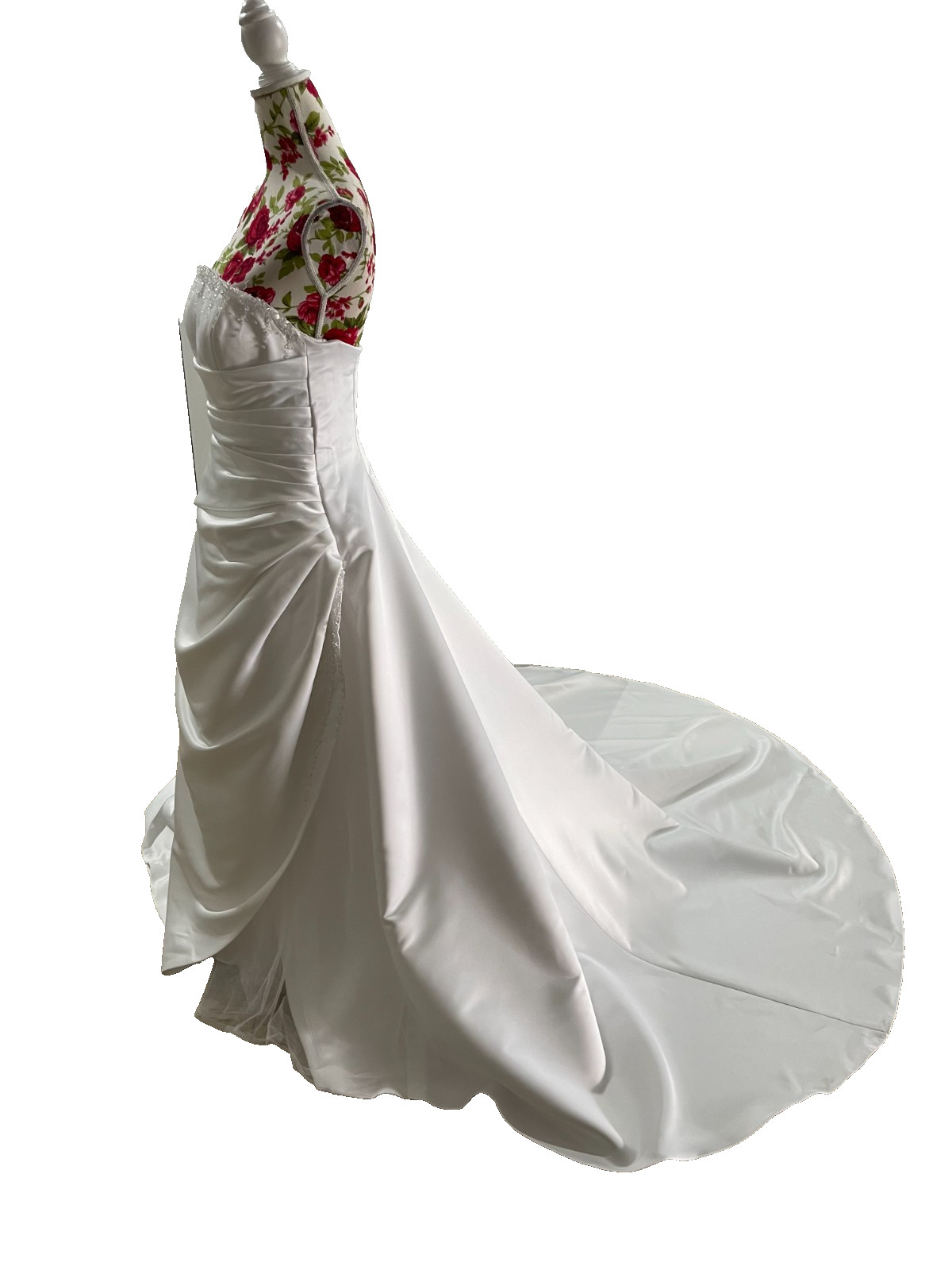 AIRS & GRACES WHITE STRAPLESS BEADED WEDDING GOWN SIZE 14