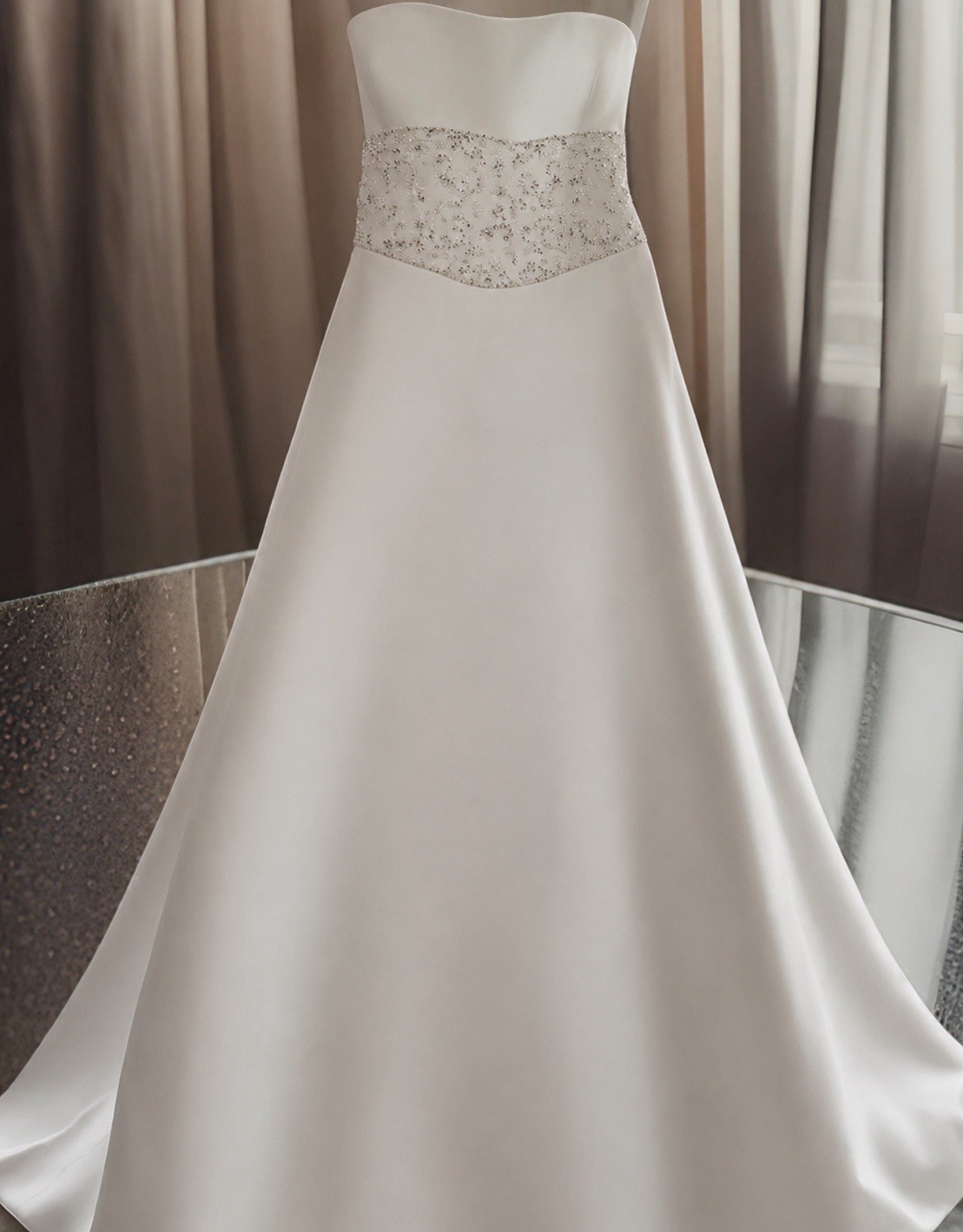 Mori Lee Champagne Ivory Beaded Satin Strapless A-Line Ball Gown Wedding Dress 4