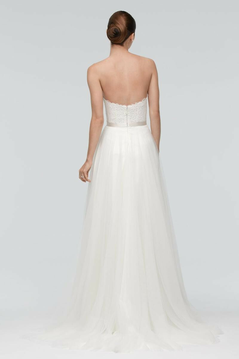 Watters Brides Wedding Dress 8-10 Ivory A-Line Lace Tulle Ribbon Karington 9080B