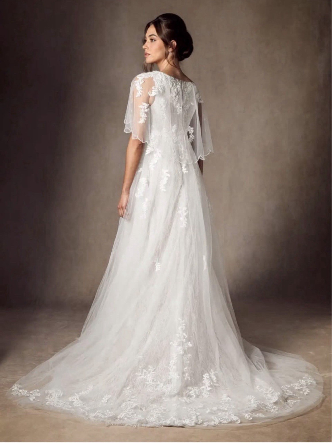 Azazie Renesmee Diamond White A-Line Sequins Tulle Dress Size 10
